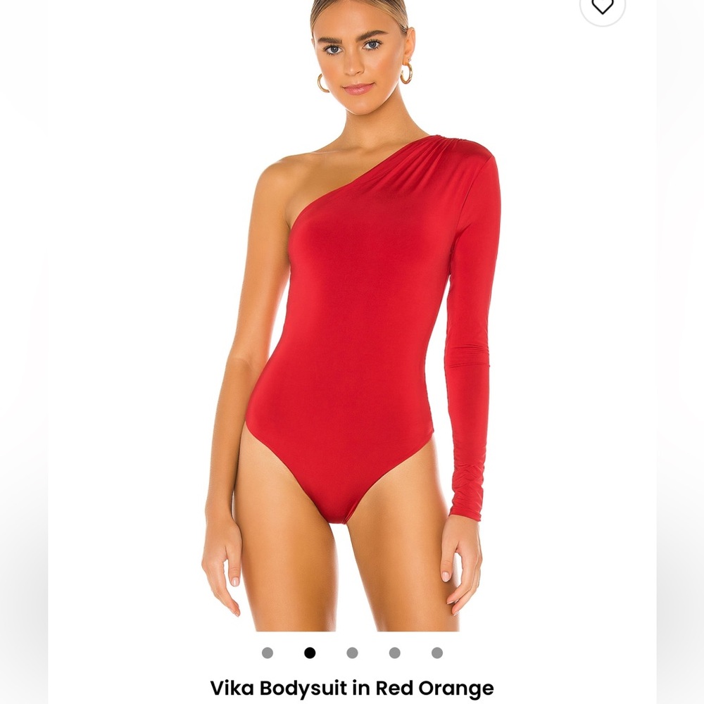 Lovers + Friends Red Orange One-Shoulder Bodysuit
